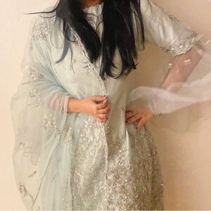 Elegant Flared Sleeve Light Blue Shalwar